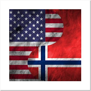 USA Norway Dual Yin Yang Flag Posters and Art